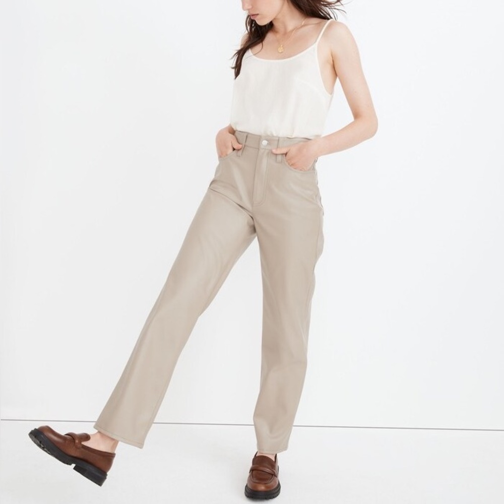 Madewell The Perfect Vintage Straight Jean Faux Leather Edition in Pumice Sz 27